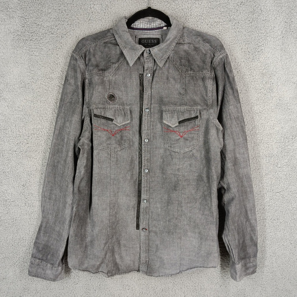 Guess Gray Casual Button Down Shirt